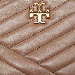 Pre Owned Tory Burch Beige Chevron Leather Small Kira Camera Bag