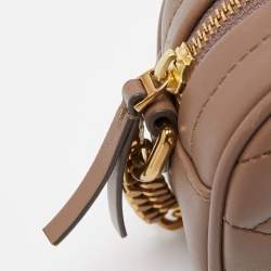 Pre Owned Tory Burch Beige Chevron Leather Small Kira Camera Bag