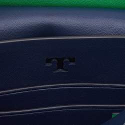 Pre Owned Tory Burch Green Leather Mini Block T Crossbody Bag