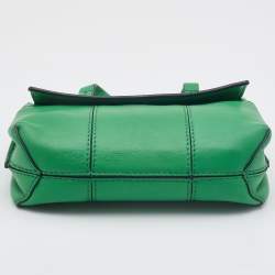 Pre Owned Tory Burch Green Leather Mini Block T Crossbody Bag