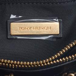 Pre Owned Tory Burch Black Quilted Leather Fleming Chain Tote