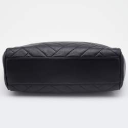 Pre Owned Tory Burch Black Quilted Leather Alexa Chain Tote