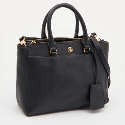 Pre Owned Tory Burch Black Leather Tote