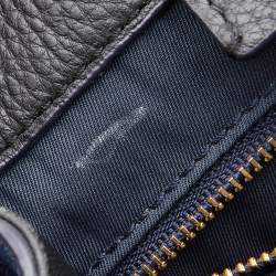 Pre Owned Tory Burch Black/Blue Leather and Suede Balloon Stripe Half Moon Crossbody Bag