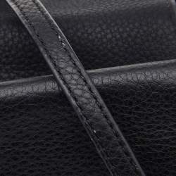 Pre Owned Tory Burch Black/Blue Leather and Suede Balloon Stripe Half Moon Crossbody Bag