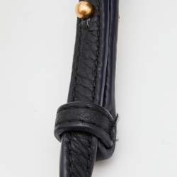 Pre Owned Tory Burch Black/Blue Leather and Suede Balloon Stripe Half Moon Crossbody Bag