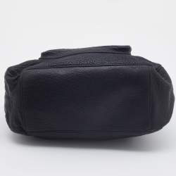 Pre Owned Tory Burch Black Pebbled Leather Front Pocket Hobo