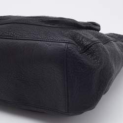 Pre Owned Tory Burch Black Pebbled Leather Front Pocket Hobo