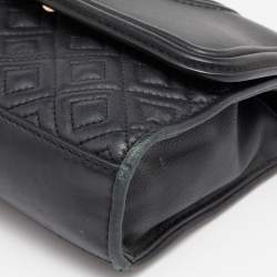 Pre Owned Tory Burch Black Leather Small Fleming Shoulder Bag