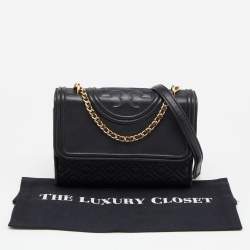 Pre Owned Tory Burch Black Leather Small Fleming Shoulder Bag