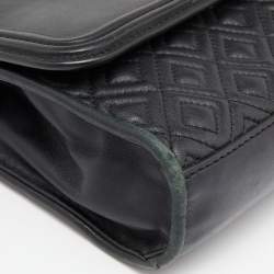 Pre Owned Tory Burch Black Leather Small Fleming Shoulder Bag