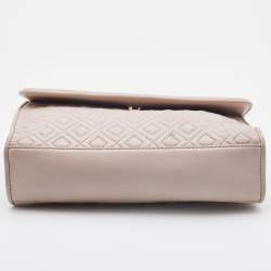 Pre Owned Tory Burch Beige Leather Large Fleming Shoulder Bag