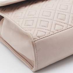 Pre Owned Tory Burch Beige Leather Large Fleming Shoulder Bag