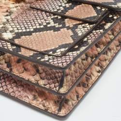 Pre Owned Tory Burch Multicolor Python Embossed Leather Gemini Link Shoulder Bag