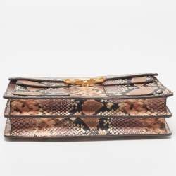 Pre Owned Tory Burch Multicolor Python Embossed Leather Gemini Link Shoulder Bag