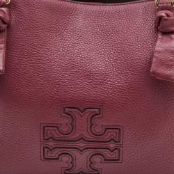 Pre Owned Tory Burch Burgundy Leather Chain Tote