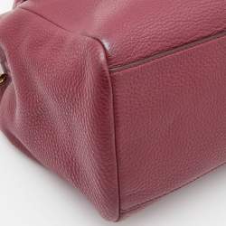 Pre Owned Tory Burch Burgundy Leather Chain Tote