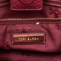 Pre Owned Tory Burch Burgundy Leather Chain Tote