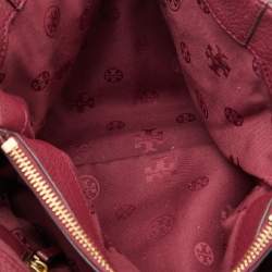 Pre Owned Tory Burch Burgundy Leather Chain Tote