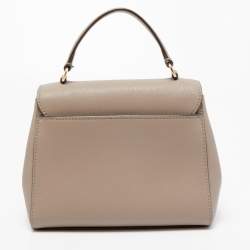 Pre Owned Tory Burch Beige Leather Small Robinson Top Handle Bag