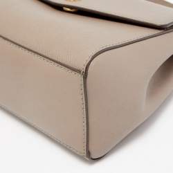 Pre Owned Tory Burch Beige Leather Small Robinson Top Handle Bag