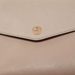 Pre Owned Tory Burch Beige Leather Small Robinson Top Handle Bag