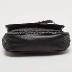 Pre Owned Tory Burch Black Quilted Leather Marion Crossbody Bag