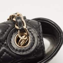 Pre Owned Tory Burch Black Quilted Leather Marion Crossbody Bag