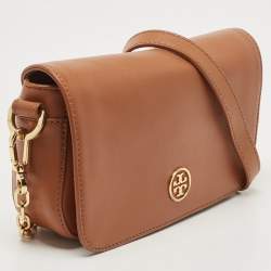 Pre Owned Tory Burch Brown Saffiano Leather Robinson Chain Shoulder Bag