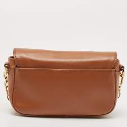 Pre Owned Tory Burch Brown Saffiano Leather Robinson Chain Shoulder Bag