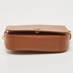 Pre Owned Tory Burch Brown Saffiano Leather Robinson Chain Shoulder Bag