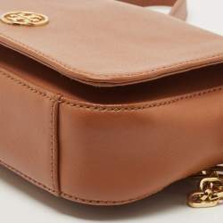 Pre Owned Tory Burch Brown Saffiano Leather Robinson Chain Shoulder Bag