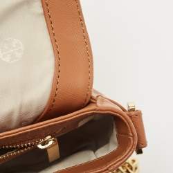 Pre Owned Tory Burch Brown Saffiano Leather Robinson Chain Shoulder Bag