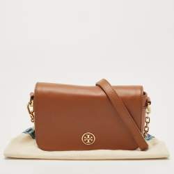 Pre Owned Tory Burch Brown Saffiano Leather Robinson Chain Shoulder Bag