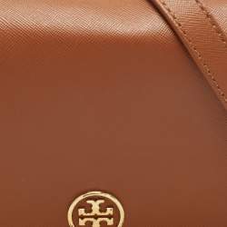 Pre Owned Tory Burch Brown Saffiano Leather Robinson Chain Shoulder Bag