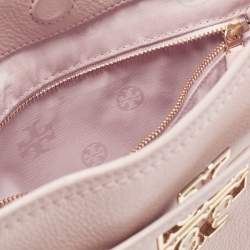 Pre Owned Tory Burch Light Pink Leather Small Britten Slouchy Tote