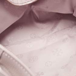 Pre Owned Tory Burch Light Pink Leather Small Britten Slouchy Tote