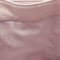 Pre Owned Tory Burch Light Pink Leather Small Britten Slouchy Tote