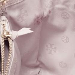 Pre Owned Tory Burch Light Pink Leather Small Britten Slouchy Tote