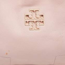 Pre Owned Tory Burch Light Pink Leather Small Britten Slouchy Tote