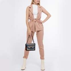 Pre Owned Tory Burch Multicolour Stripe Nylon and Leather Flap Chain Linked Shoulder Bag