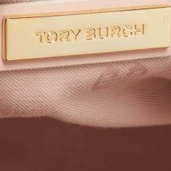 Pre Owned Tory Burch Light Pink Cut-Out Leather Zip Tote 