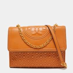 Pre Owned Tory Burch Tan Leather Fleming Shoulder Bag