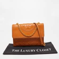Pre Owned Tory Burch Tan Leather Fleming Shoulder Bag