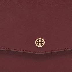 Pre Owned Tory Burch Burgundy Leather Robinson Convertible Shoulder Bag