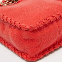 Pre Owned Tory Burch Red Leather Phone Case Crossbody Bag