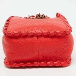 Pre Owned Tory Burch Red Leather Phone Case Crossbody Bag