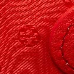 Pre Owned Tory Burch Red Leather Phone Case Crossbody Bag