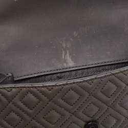 Pre Owned Tory Burch Black Matte Rubber PU Small Fleming Shoulder Bag