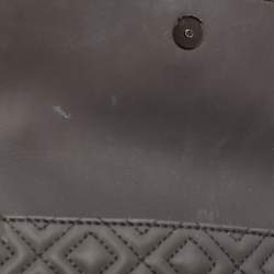 Pre Owned Tory Burch Black Matte Rubber PU Small Fleming Shoulder Bag